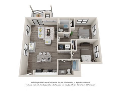 2 bed 2 bath C9 Floor Plan at Latitude at South Portland Apartment, Maine, 04106